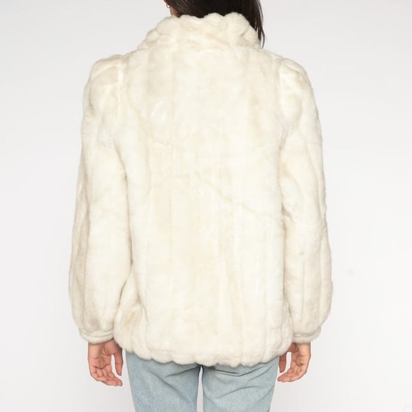 Vintage 80s Jordache Faux Fur Coat |Fully Lined |Size 13/14 Ivory/White USA Made - Picture 16 of 16